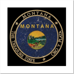 Vintage Montana USA United States of America American State Flag Posters and Art